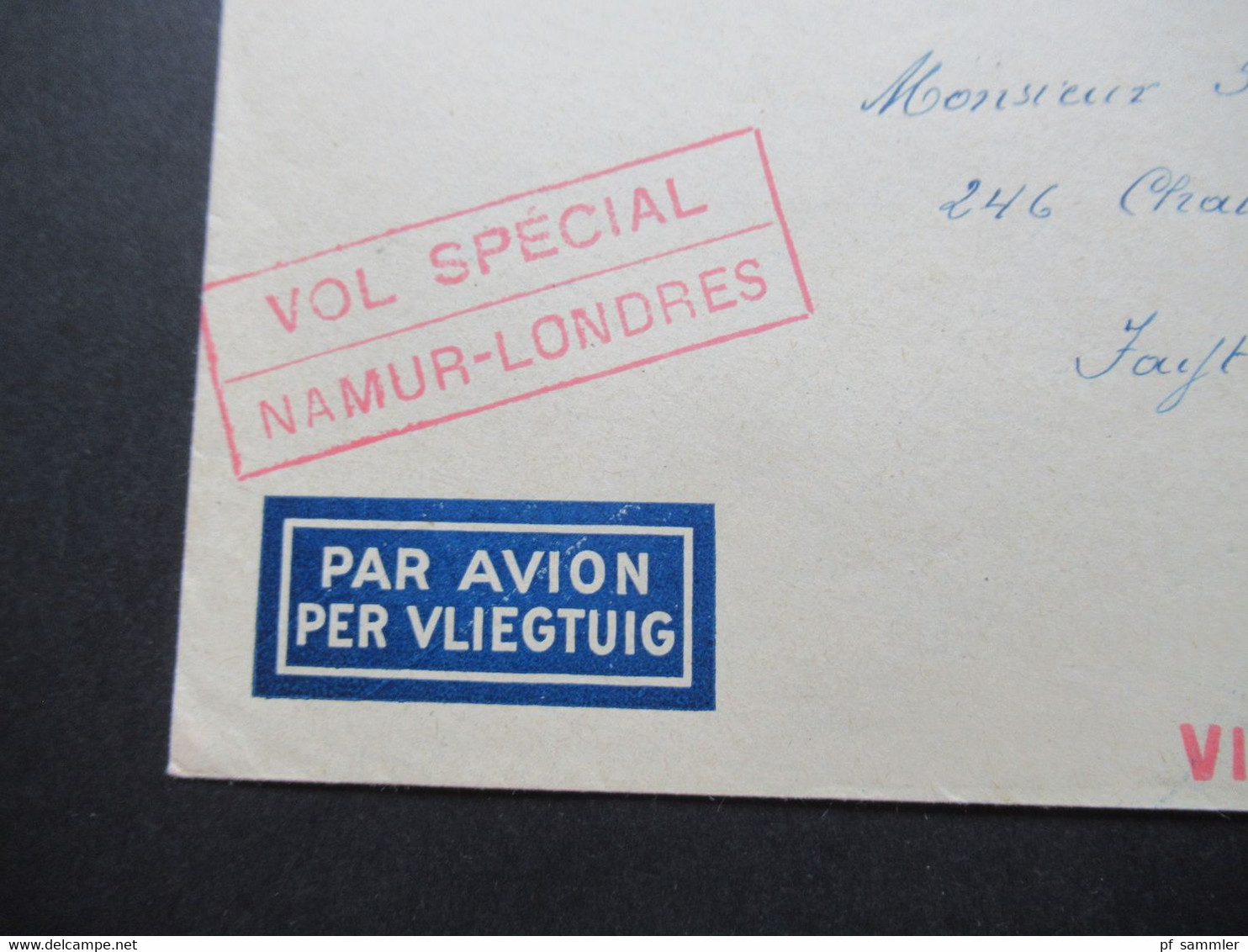 Belgien 1947 Aero Club De La Meuse Namur Hotel De Ville Luftpost Mit Inhalt Courrier Aerien Special - Storia Postale
