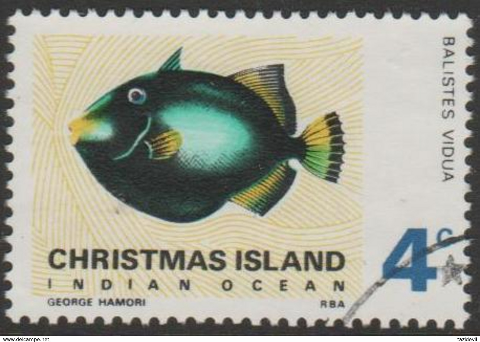 CHRISTMAS ISLAND - USED 1968 4c Fish - Queen Triggerfish - Christmas Island