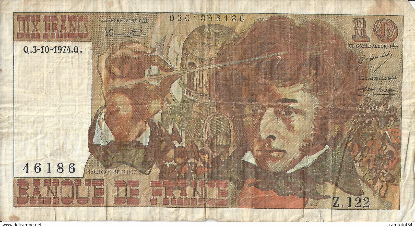 FRANCE - 10 Francs 1974 - 10 F 1972-1978 ''Berlioz''