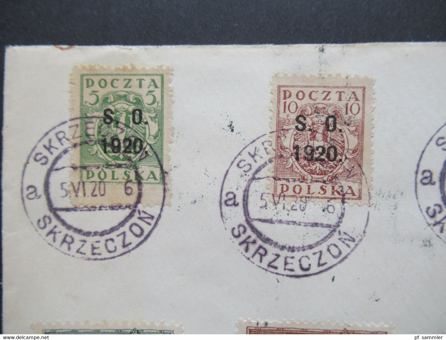 Polen 1920 Ostschlesien Nr.1 - 10 Freimarken Teschen Nord Und Südpolen Satzbrief Stempel Skrzeczon Nach Magdeburg - Occupazioni