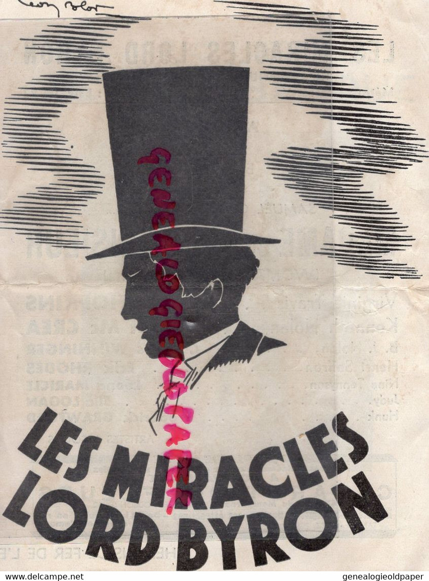 75- PARIS- PROGRAMME THEATRE CHAMPS ELYSEES-MIRACLES LORD BYRON-MIRIAM HOPKINS -JOEL MC CREA-SCANDIA-MONTE CRISTO-MIROVA - Programmes