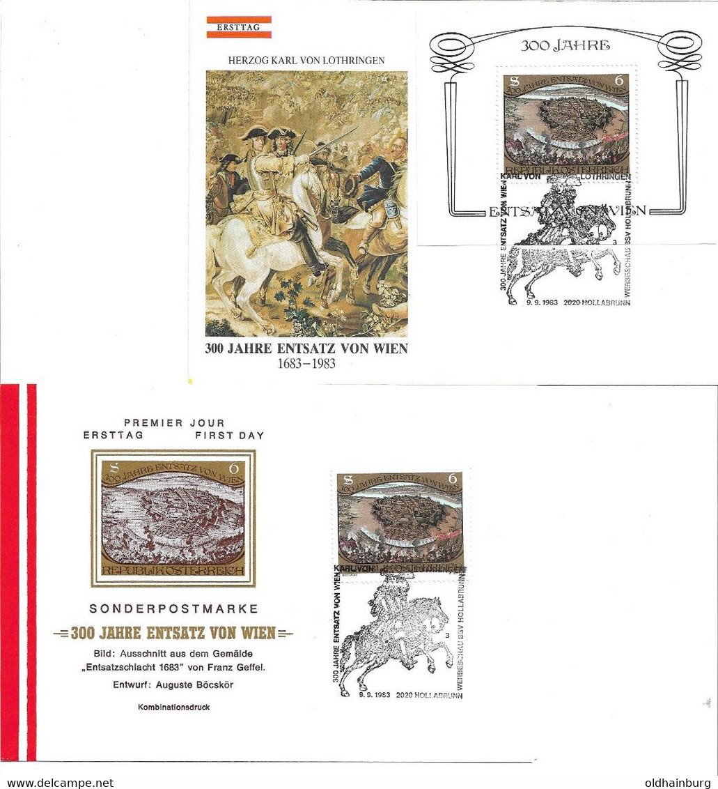 3181b: 300 Jahre Entsatz Von Wien, Türkenbelagerung, Zwei Ersttagskuverts 2020 Hollabrunn, Motiv Karl Von Lothringen - Hollabrunn