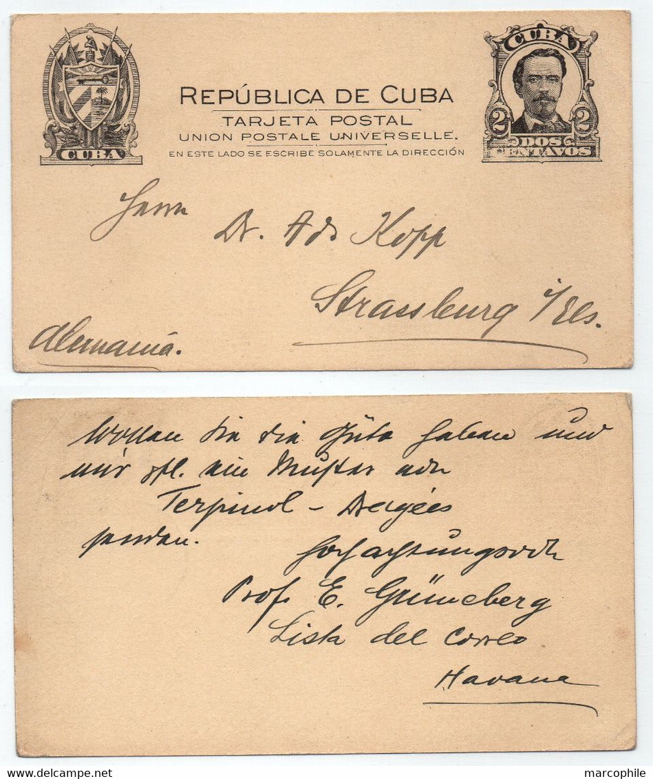 CUBA / ENTIER POSTAL ==> STRASOURG - ALSACE - STATIONERY (ref LE4607) - Lettres & Documents