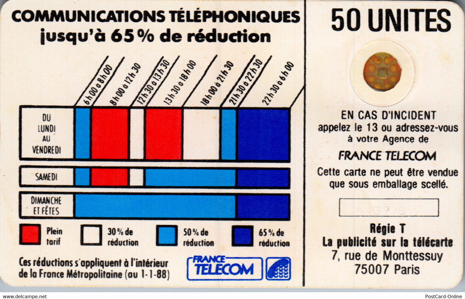 19261 - Frankreich - Pour Telephoner Choisissez Votre Heure , 50 Unites - Telefonschnur (Cordon)