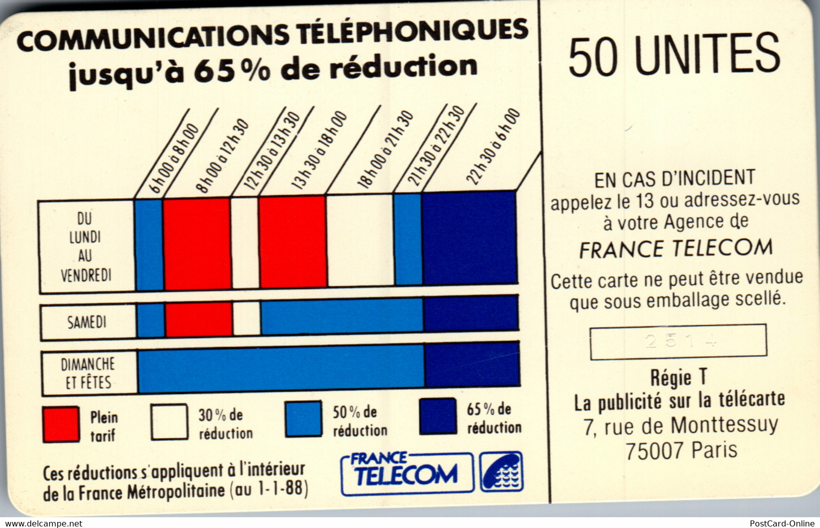 19262 - Frankreich - Pour Telephoner Choisissez Votre Heure , 50 Unites - Cordons'