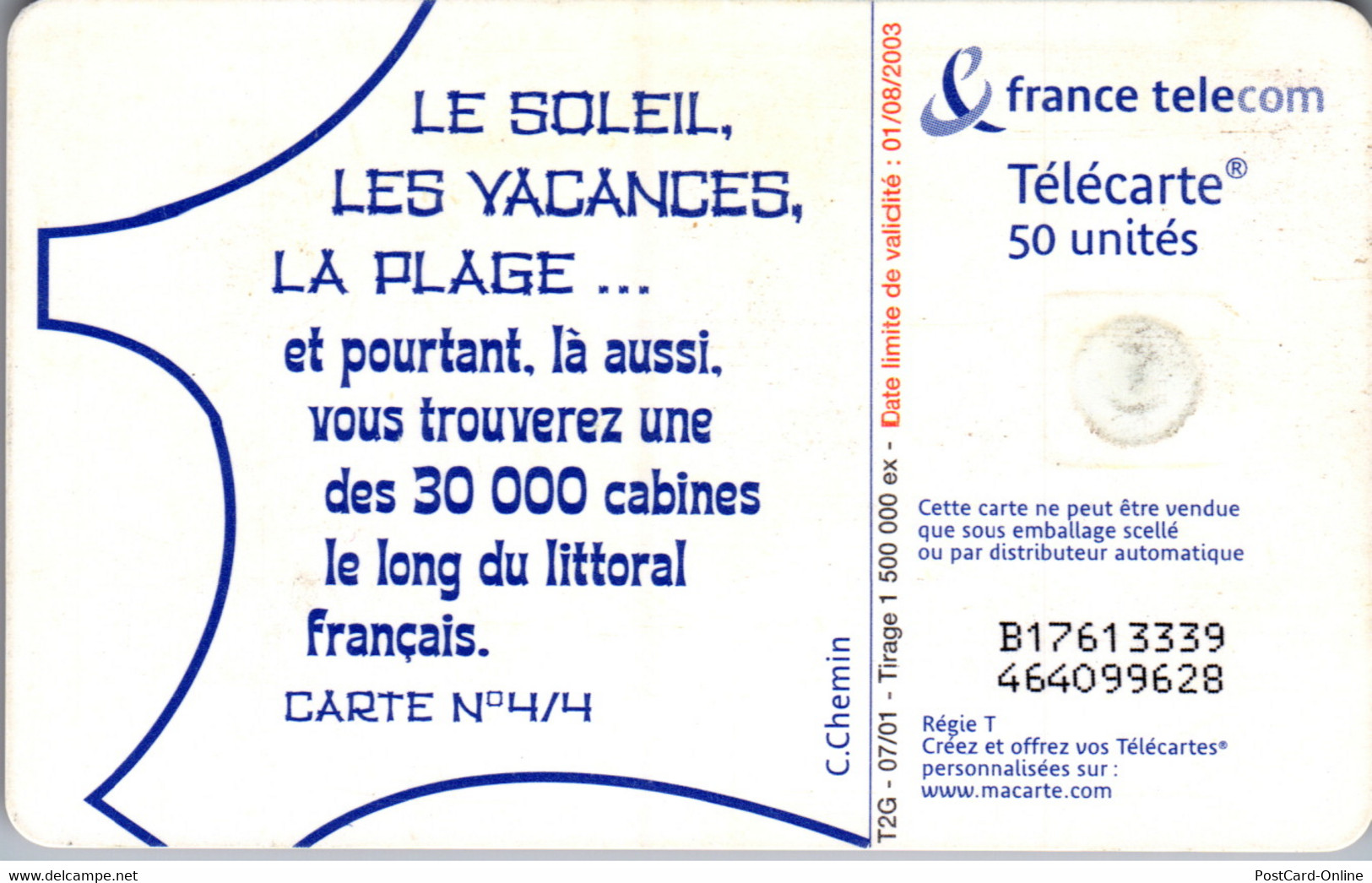 19306 - Frankreich - Le Soleil , Les Vacances , La Plage , Cart 4/4 - 2001