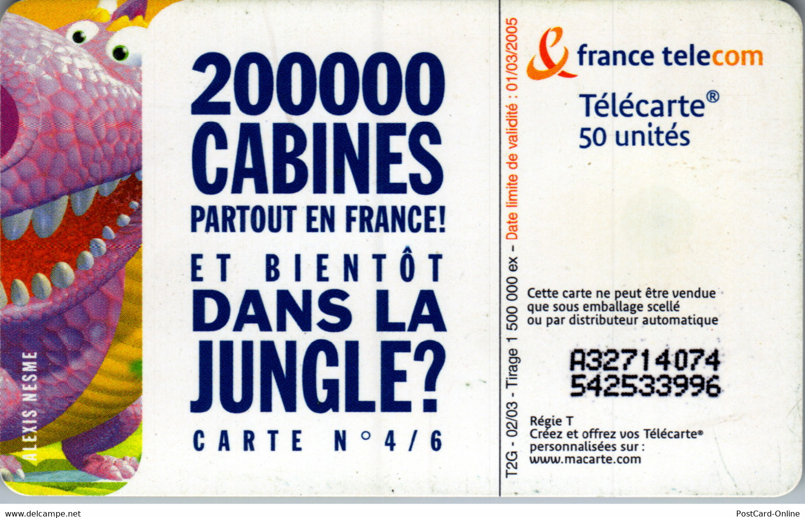 19310 - Frankreich - Motiv Dans La Jungle , Carte N° 4/6 - 2003