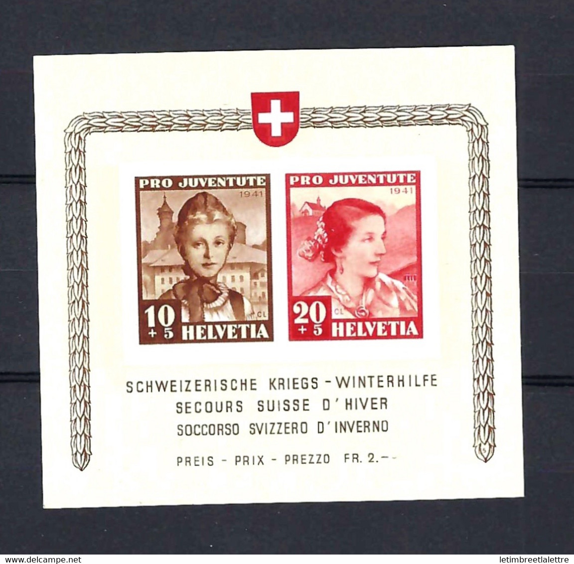 ⭐ Suisse - Bloc - YT N° 6 ** - Neuf Sans Charnière - 1941 ⭐ - Blocks & Sheetlets & Panes