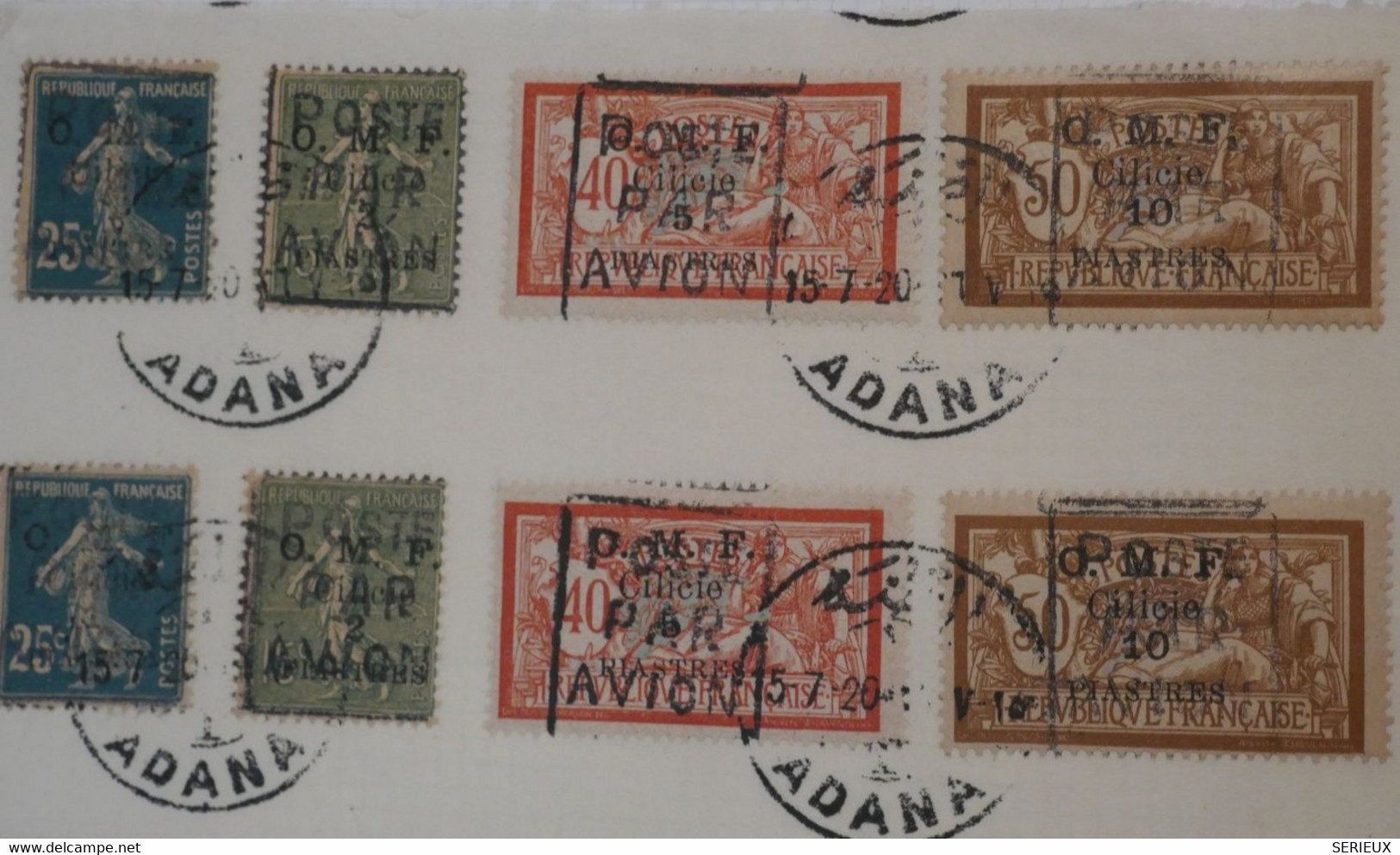 B55 CILICIE FRANCE TIMBRES TRES RARES   1920 . EXCEPTIONNEL SURTAXES PAR AVION . MISE A PRIX BASSE - Cartas & Documentos