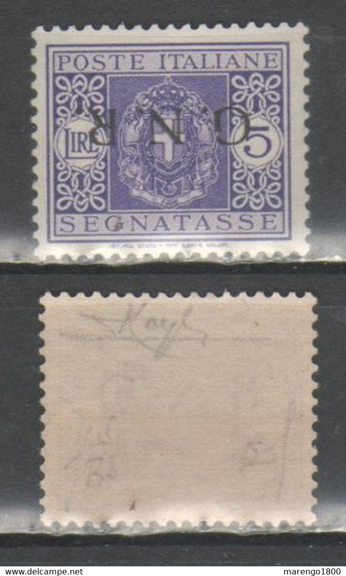 ITALIA 1944 - GNR - Segnatasse 5 L. Soprastampa Capovolta ** - Firmato (Raybaudi E Altri)             (g8069) - Impuestos