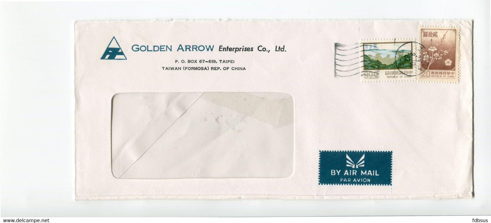 Nice Airmail Cover From GOLDEN ARROW ENTERPRISES CO LTD  Taipei To Belgium - See Scan For Stamps - Sonstige & Ohne Zuordnung