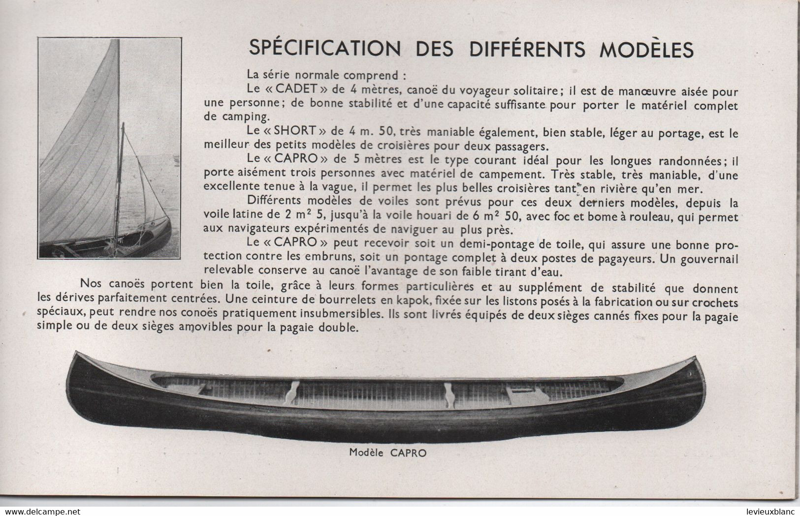 Dépliant Commercial à 3 Volets ( 6 Pages)/ CANOËS CHAUVIERE/ Capro-Canadia/VITRY Sur SEINE/Vers 1930-1945         MAR85 - Sport En Toerisme