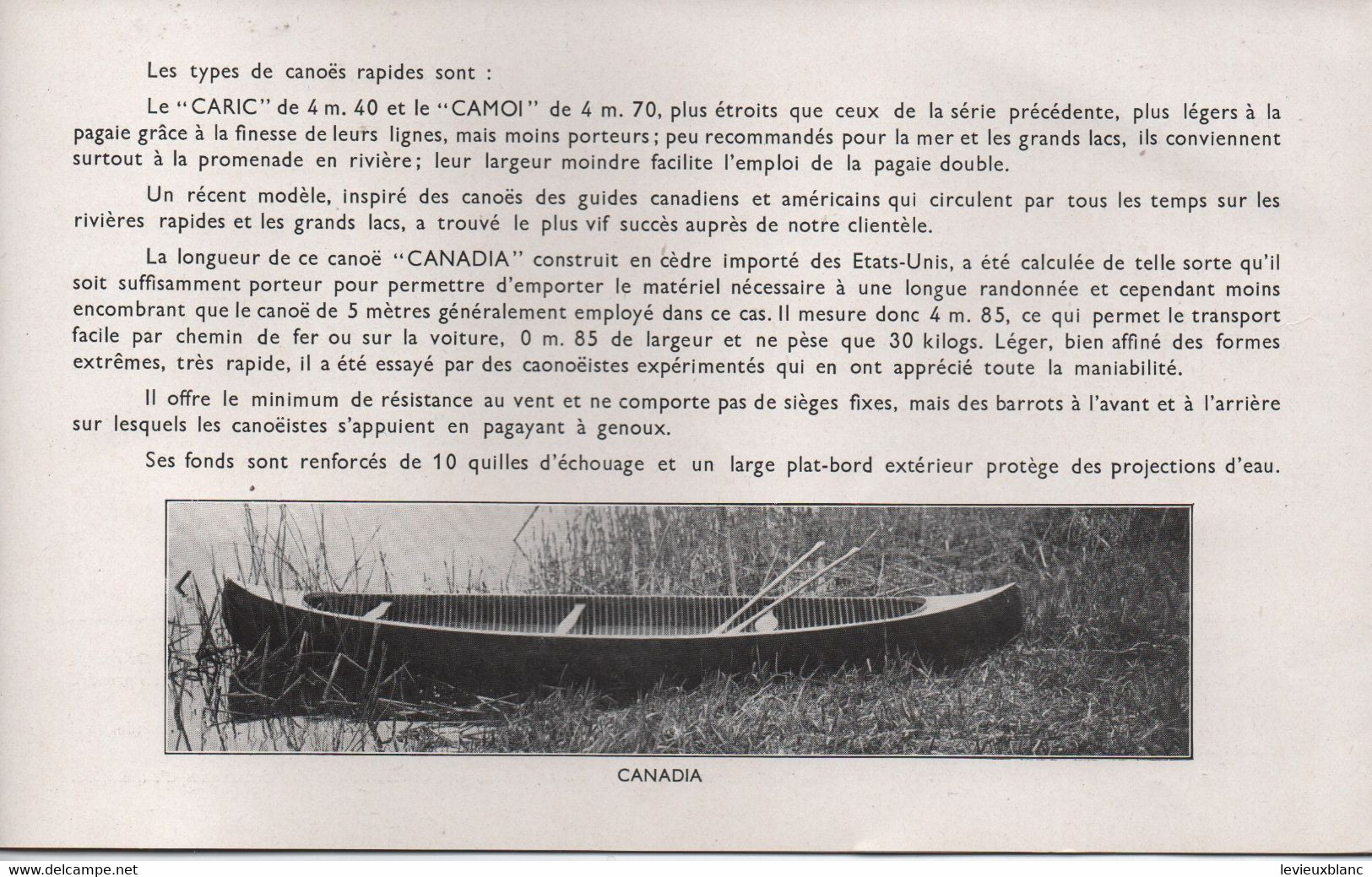 Dépliant Commercial à 3 Volets ( 6 Pages)/ CANOËS CHAUVIERE/ Capro-Canadia/VITRY Sur SEINE/Vers 1930-1945         MAR85 - Sport En Toerisme