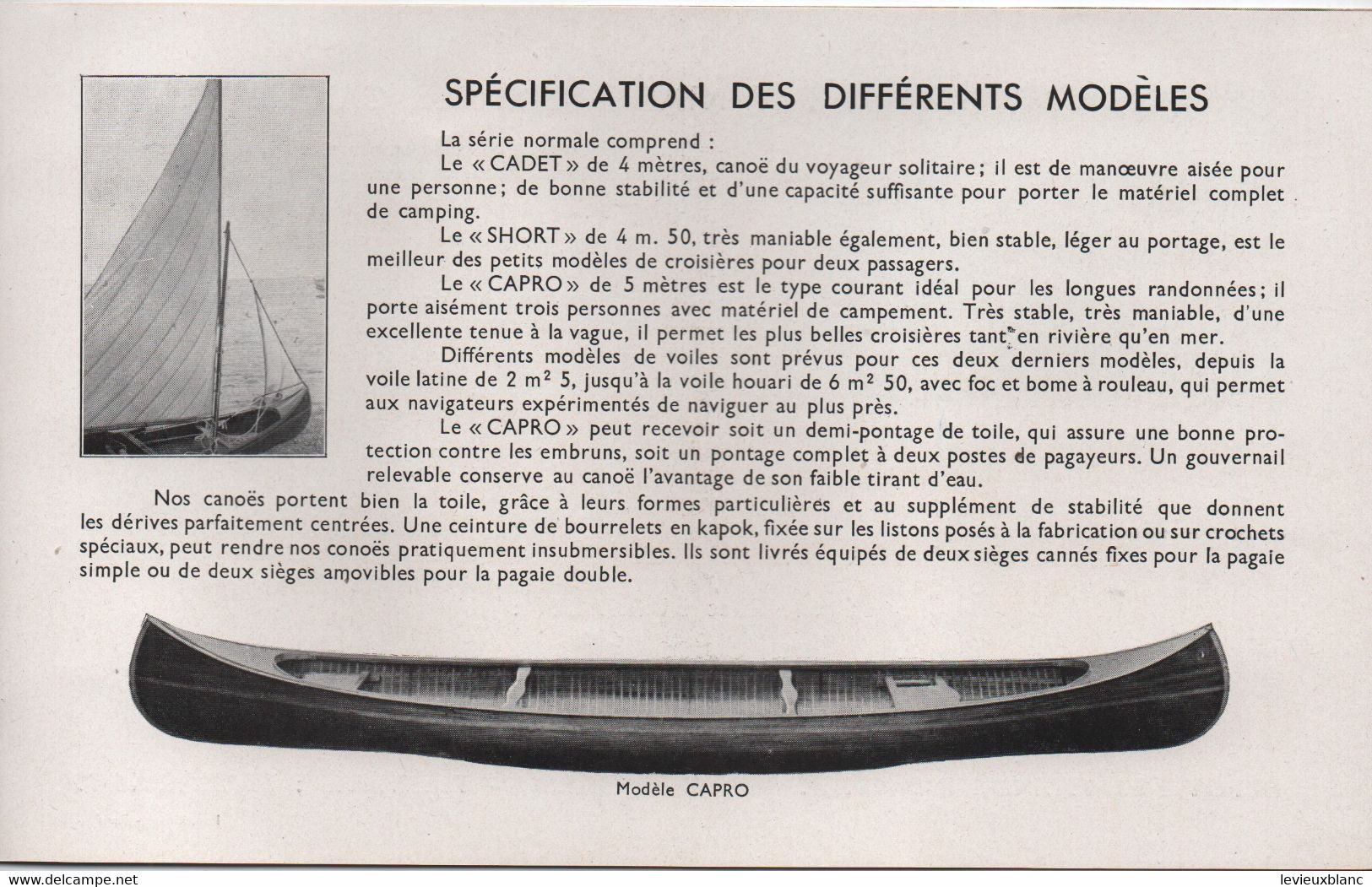 Dépliant Commercial à 3 Volets ( 6 Pages)/ CANOËS CHAUVIERE/ Capro-Canadia/VITRY Sur SEINE/Vers 1930-1945         MAR85 - Sport En Toerisme