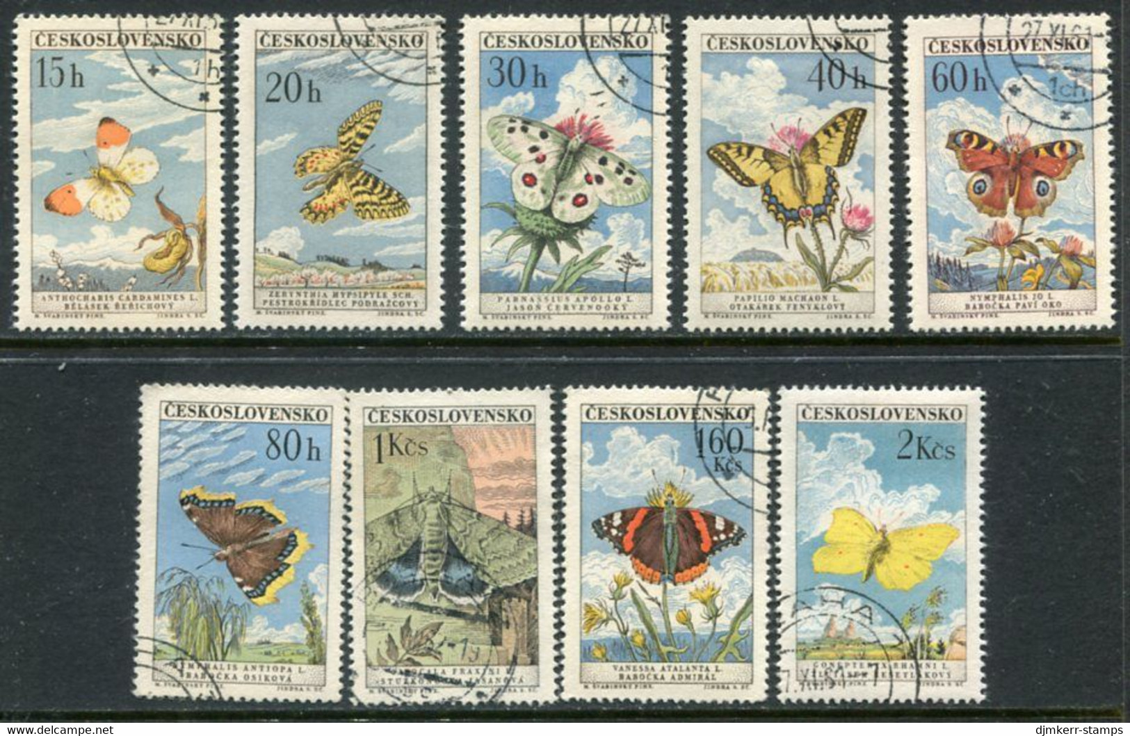 CZECHOSLOVAKIA 1961 Butterflies Used.  Michel 1301-10 - Gebraucht