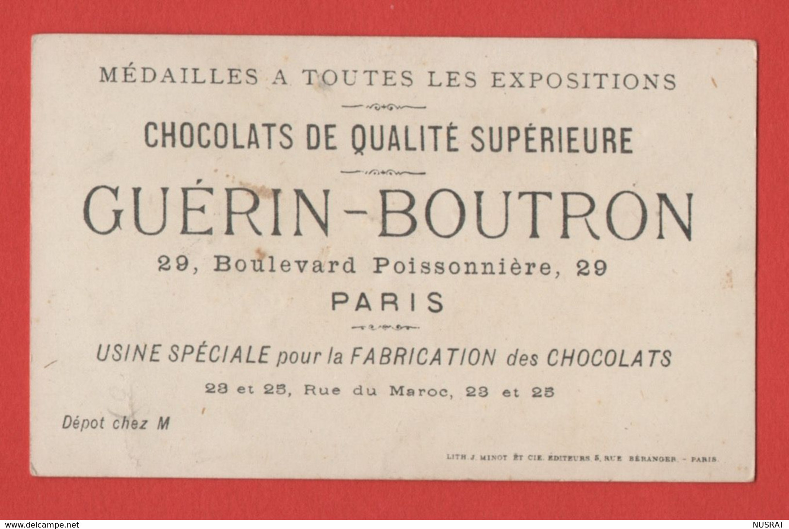 Chocolat Guérin Boutron, Chromo Lith. J.Minot, Hareng Qui Glace Hareng Nouveau, Personnage, Herring - Guerin Boutron