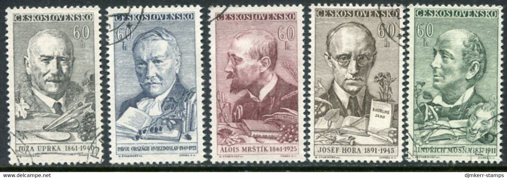 CZECHOSLOVAKIA 1961 Cultural Personalities Used.  Michel 1258-62 - Usados