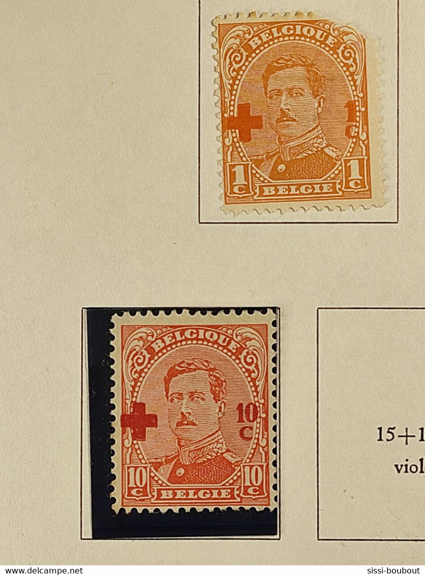 Timbre de BELGIQUE "NEUF" " Croix-Rouge" avec trace de charnière ou sur charnière - Lot sur l'année 1918