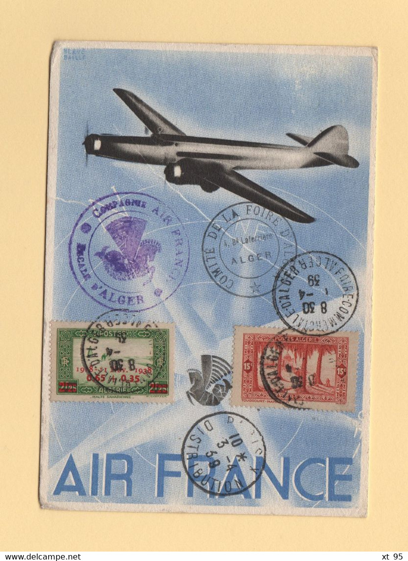 Air France - Carte Postale Affranchissement Reduit - Foire Commerciale D Alger - 1939 - 1960-.... Lettres & Documents