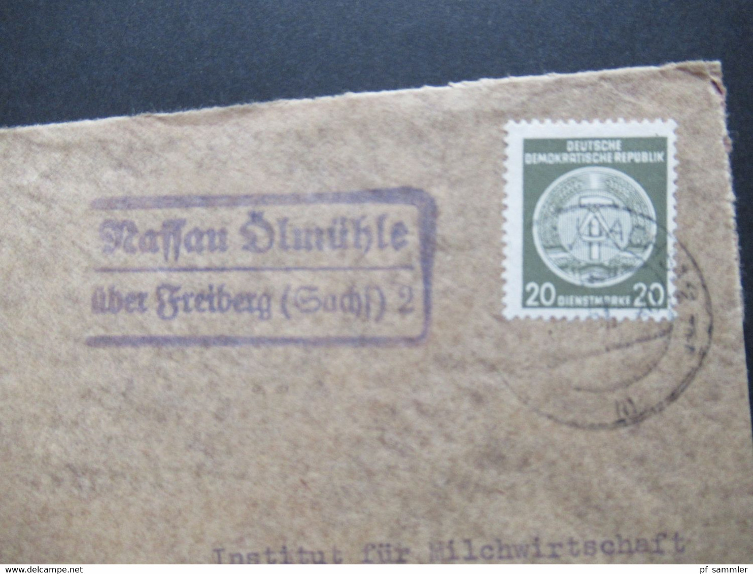 DDR 1957 Dienst Mit Landpoststempel Nassau Ölmühle über Freiberg (Sachsen) 2 Umschlag VEB Molkerei Nassau - Otros & Sin Clasificación