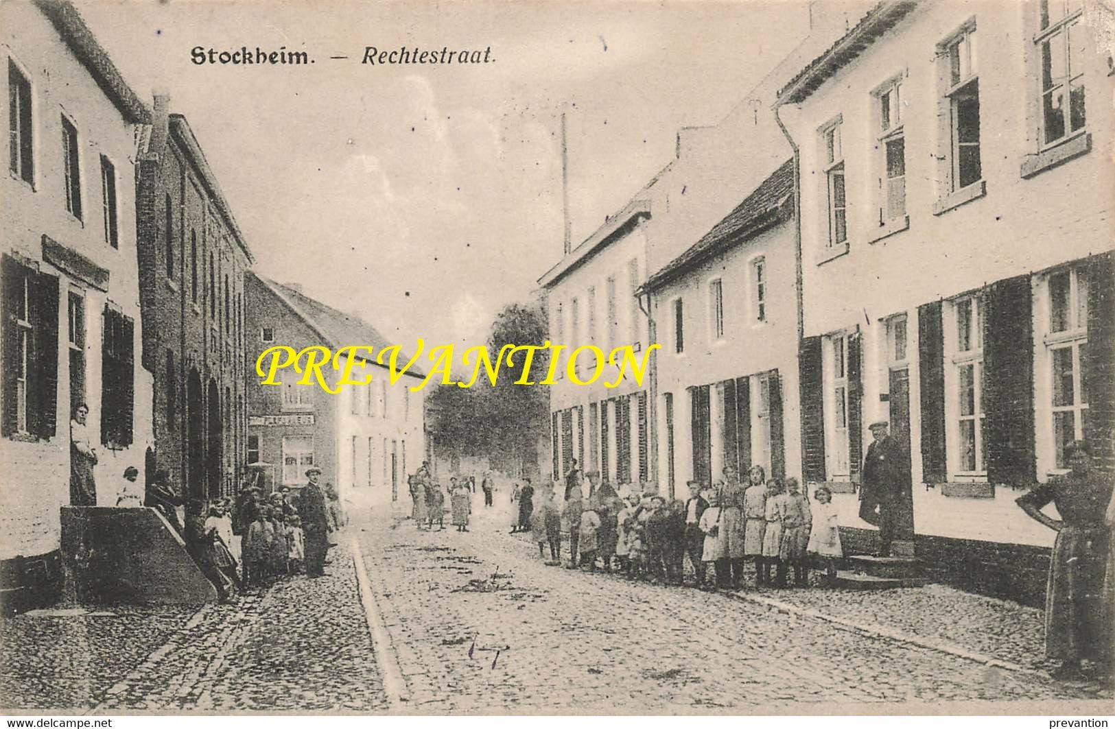 STOCKHEIM - Rechtestraat - Carte Très Animée Et Circulé En 1920 - Dilsen-Stokkem