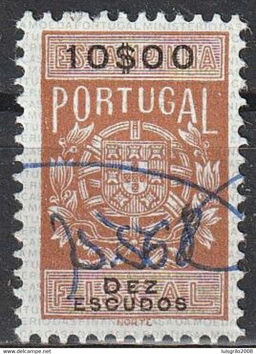 Fiscal/ Revenue, Portugal - Estampilha Fiscal -|- Série De 1940 - 10$00 - Oblitérés