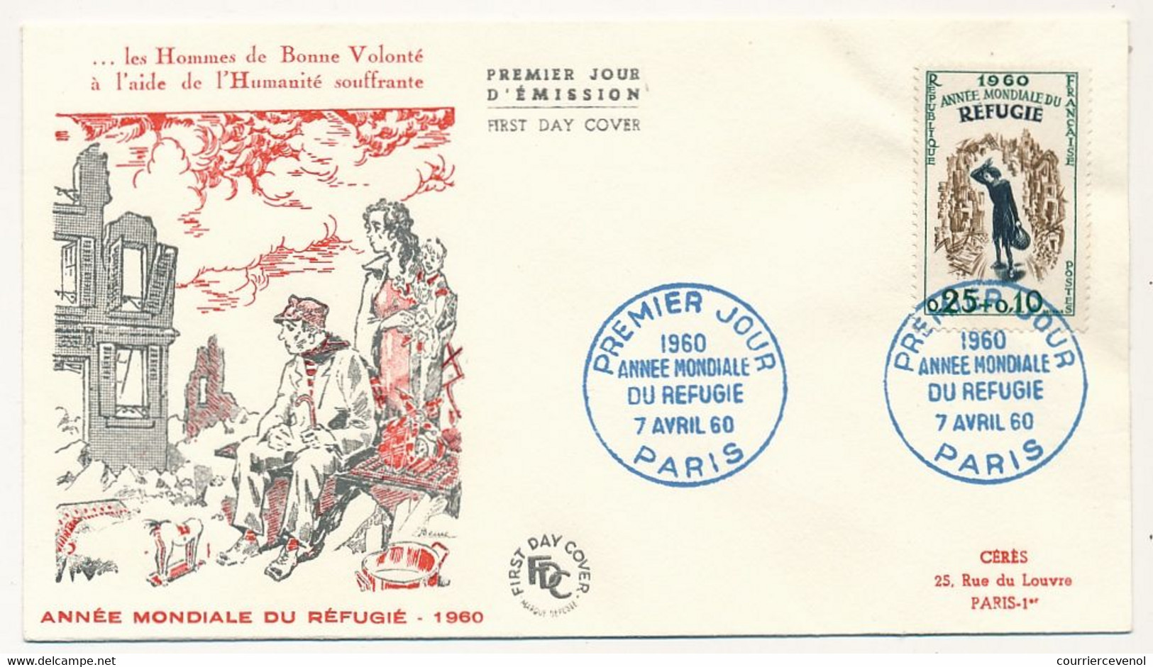 FRANCE - Enveloppe FDC - 0,25 + 0,10 Année Mondiale Du Réfugié - Paris - 7 Avril 1960 - 1960-1969