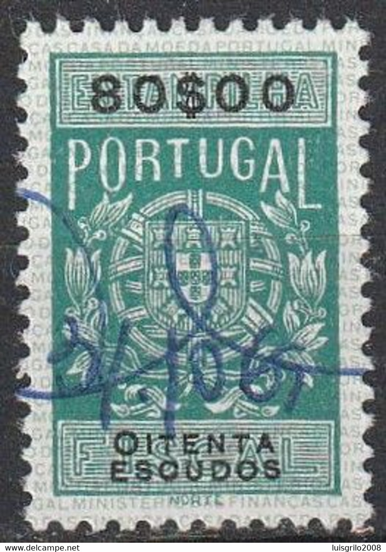 Fiscal/ Revenue, Portugal - Estampilha Fiscal -|- Série De 1940 - 80$00 - Usati