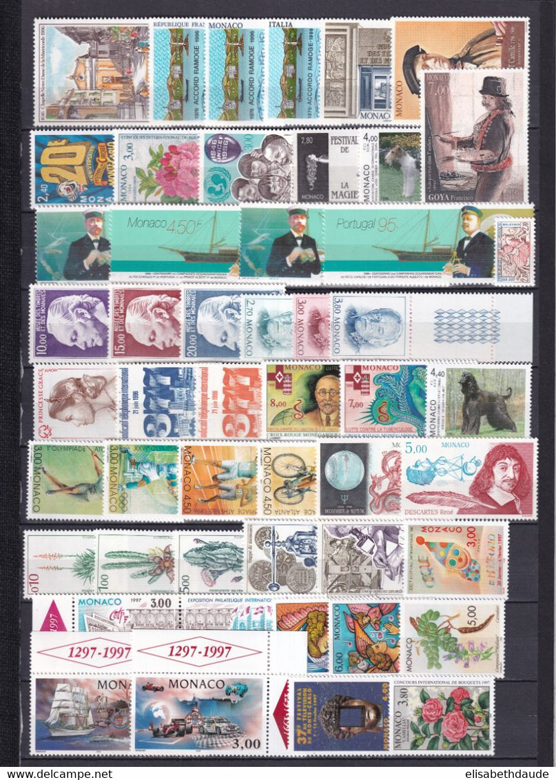 PROMO MONACO - 1996 - ANNEE COMPLETE Avec BLOCS + EMISSIONS COMMUNES ! ** MNH - COTE = 162 EUR. - 50 TIMBRES + 4 BLOCS - Annate Complete