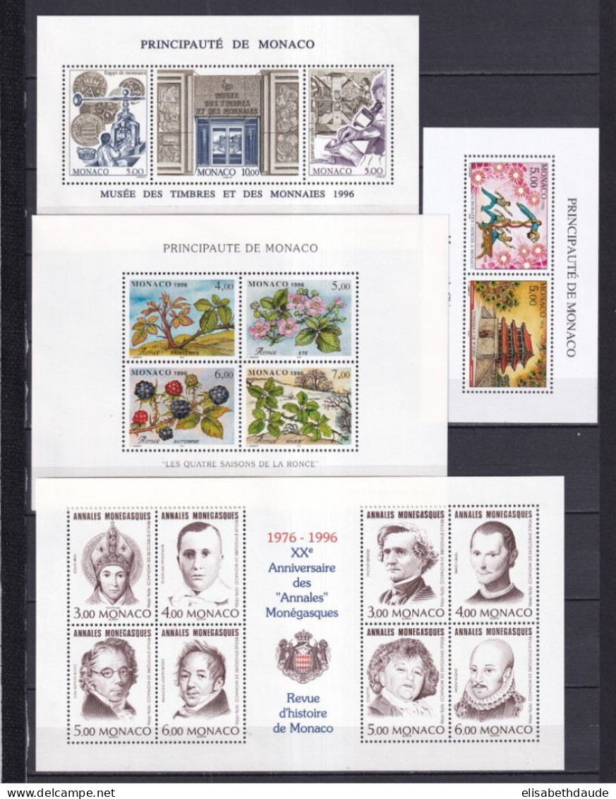 PROMO MONACO - 1996 - ANNEE COMPLETE Avec BLOCS + EMISSIONS COMMUNES ! ** MNH - COTE = 162 EUR. - 50 TIMBRES + 4 BLOCS - Full Years