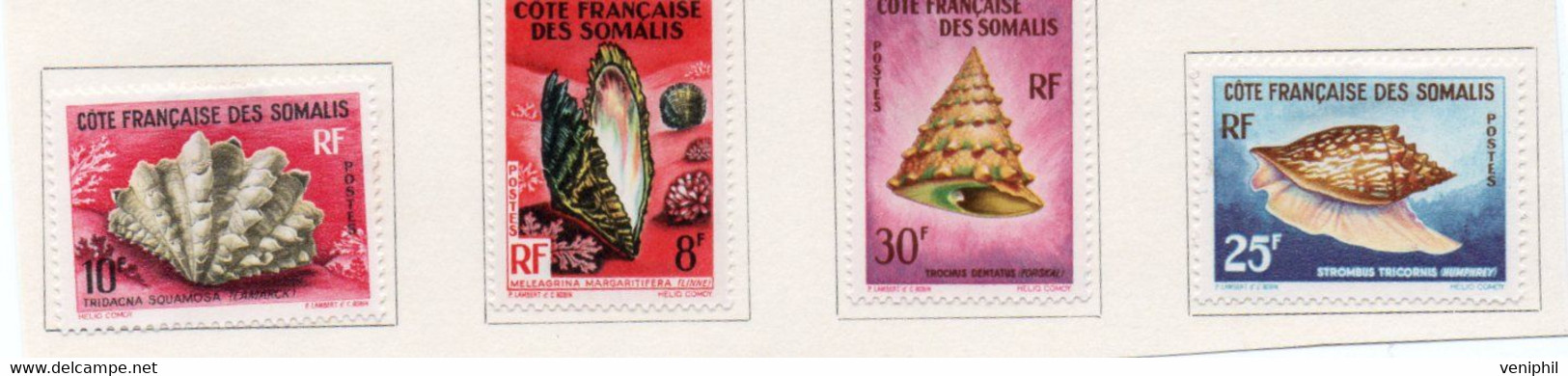 COTE FRANCAISE DES SOMALIS - SERIE COQUILLAGES - N° 311 A 314  - NEUF CHARNIERE -ANNEE 1962 - Nuovi