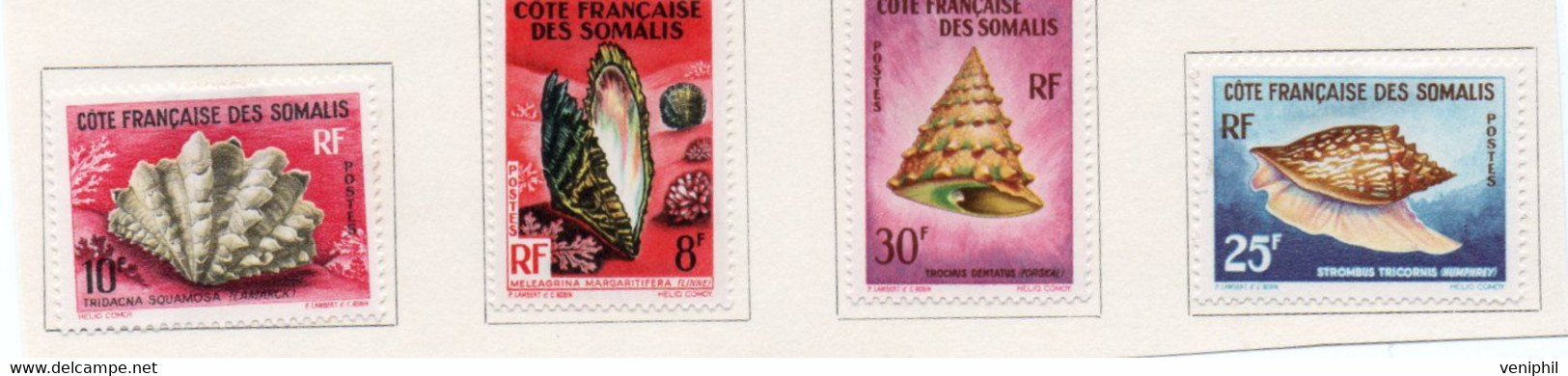 COTE FRANCAISE DES SOMALIS - SERIE COQUILLAGES - N° 311 A 314  - NEUF CHARNIERE -ANNEE 1962 - Nuevos