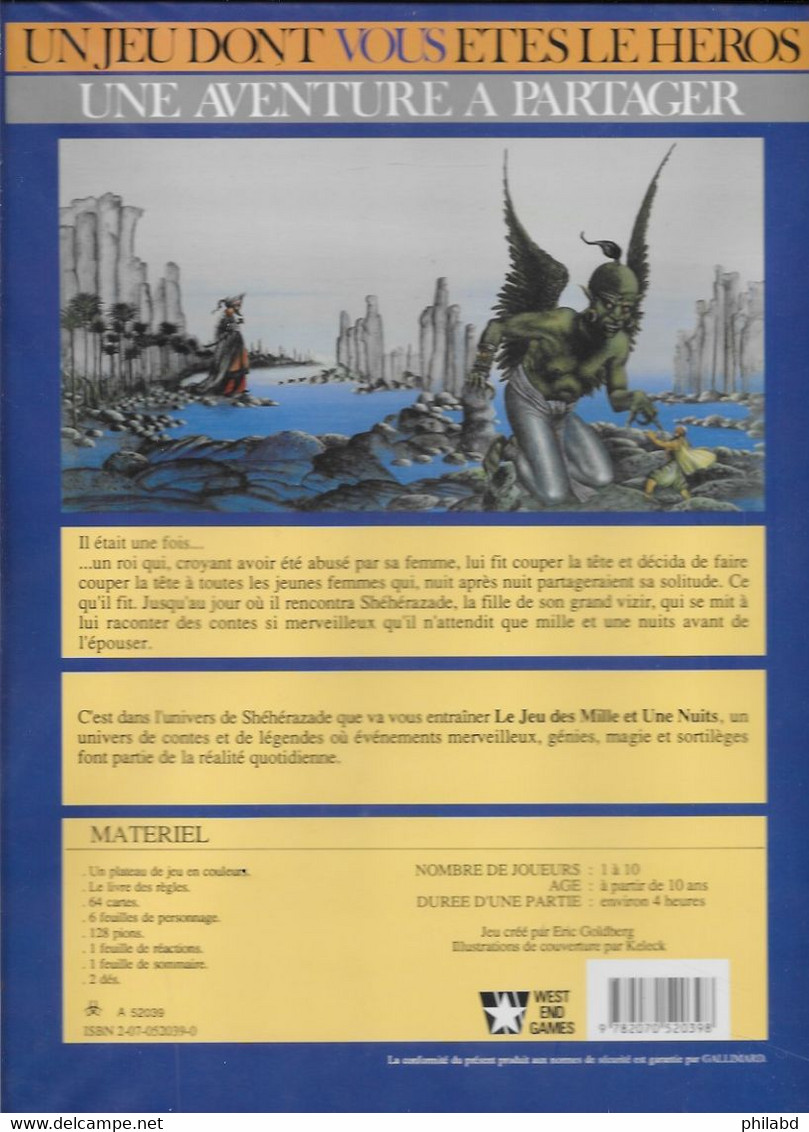 Le Jeu Des Mille Et Une Nuits, Un Jeu Dont Vous êtes Le Héros - Gallimard 1986 TB Rare ! - Altri & Non Classificati