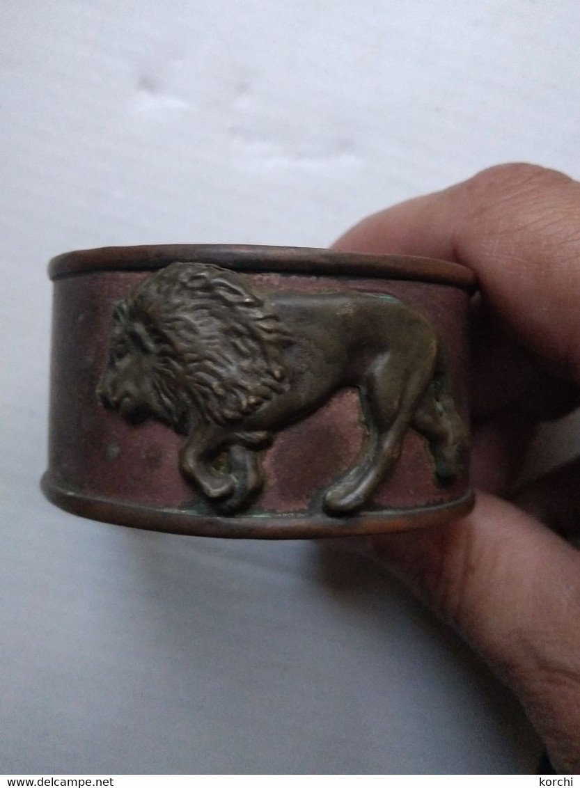 Bracelet De Manchette En Cuivre, Lion Bronze Vintage - Armbanden