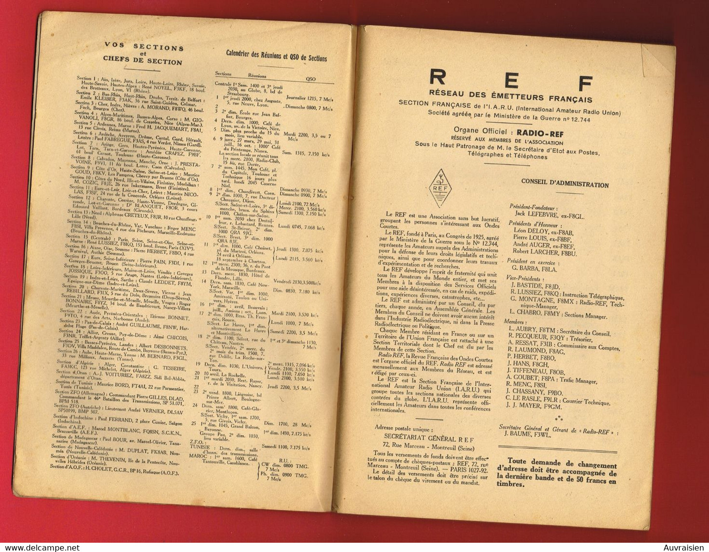 1 Plaquette  Annuaire TSF Amateurs Emetteurs Stations Ondes Courtes 1re édition 1949 ( Poids 180 Gr) - Literatur & Schaltpläne