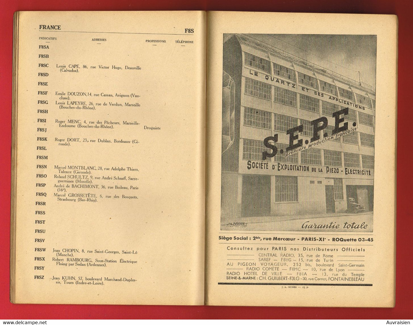 1 Plaquette  Annuaire TSF Amateurs Emetteurs Stations Ondes Courtes 1re édition 1949 ( Poids 180 Gr) - Literatuur & Schema's