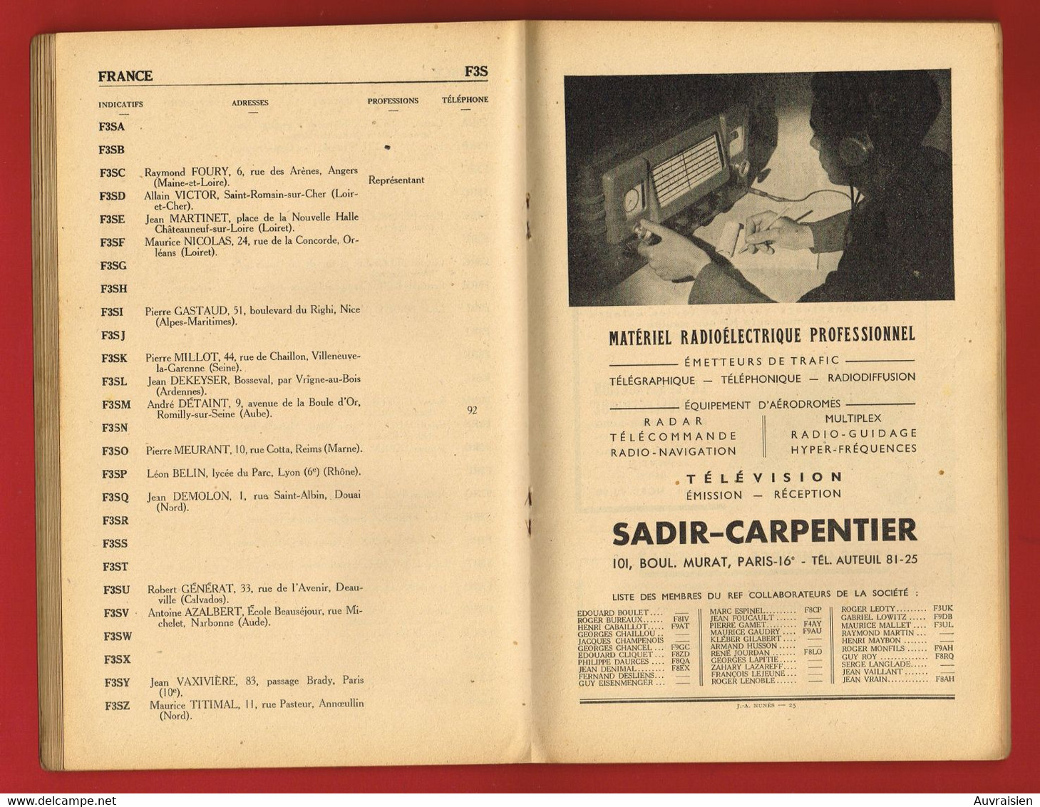 1 Plaquette  Annuaire TSF Amateurs Emetteurs Stations Ondes Courtes 1re édition 1949 ( Poids 180 Gr) - Literatuur & Schema's