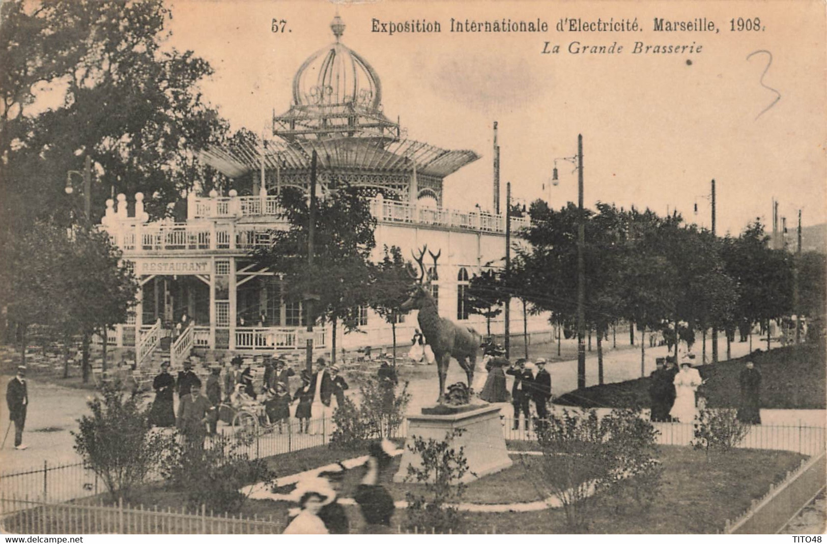 France (13 Marseille) - Exposition Internationale D'Electricité 1908 - La Grande Brasserie - Mostra Elettricità E Altre