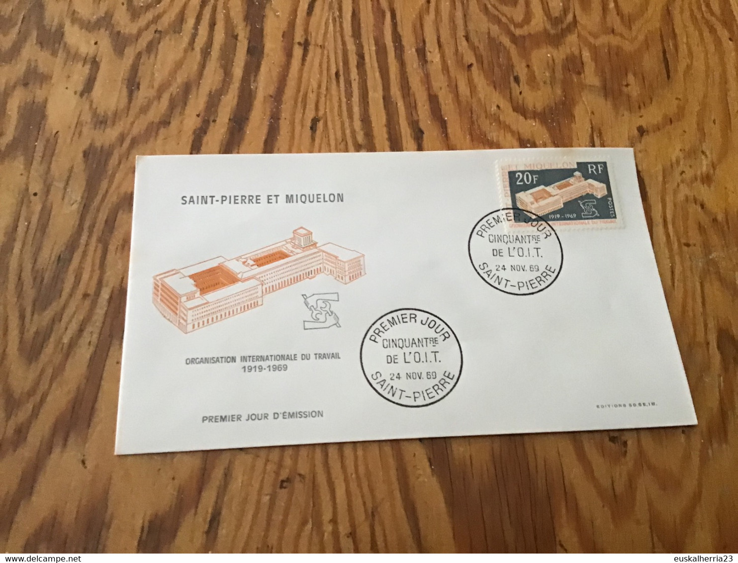 Enveloppe 1er Jour Saint-pierre Et Miquelon Thème Cinquantenaire OIT - Used Stamps