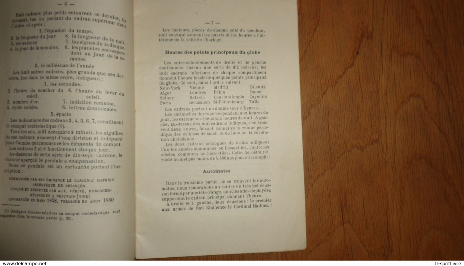 HORLOGE ASTRONOMIQUE DE SAINT JEAN DE BESANCON Notice Par R Goudey 1927 Régionalisme France Horlogerie Technique - Franche-Comté