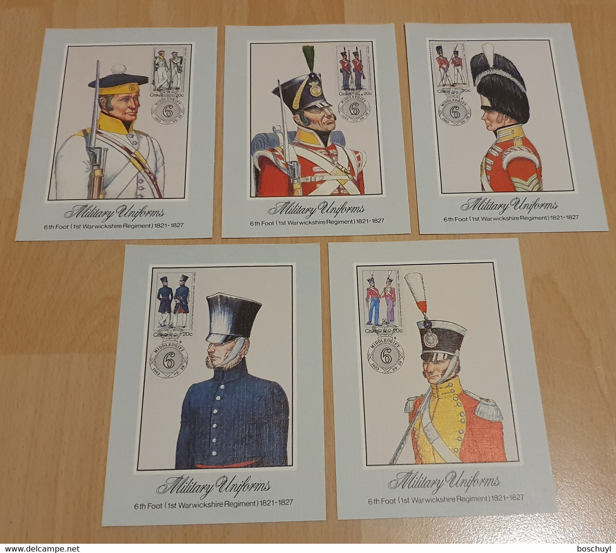 Ciskei, 1983, Military Uniforms, Army, Maximum Cards, Michel 47-51 - Ciskei