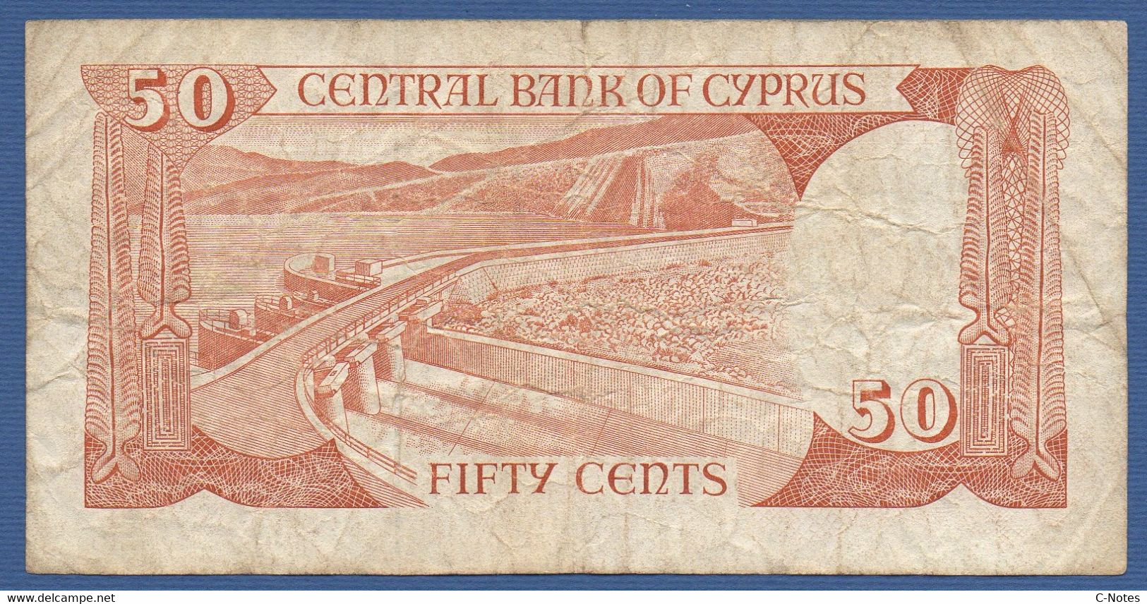 CYPRUS - P.52a – 50 Cents / Sent 01.04.1987 Circulated Serie K628265 - Chypre