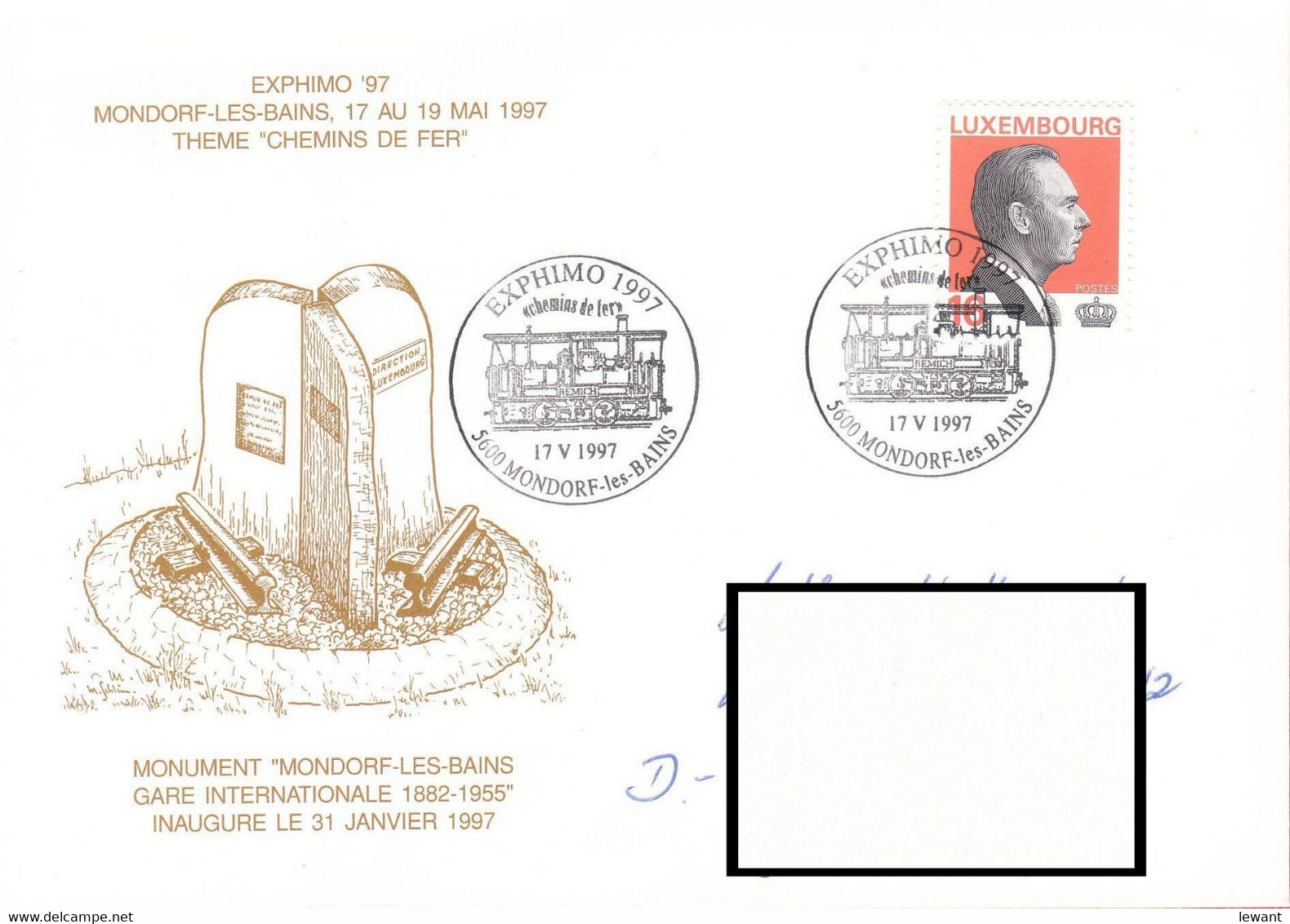1997 Luxembourg - EXPHIMO - Special Cancellation - Locomotive - Lettres & Documents