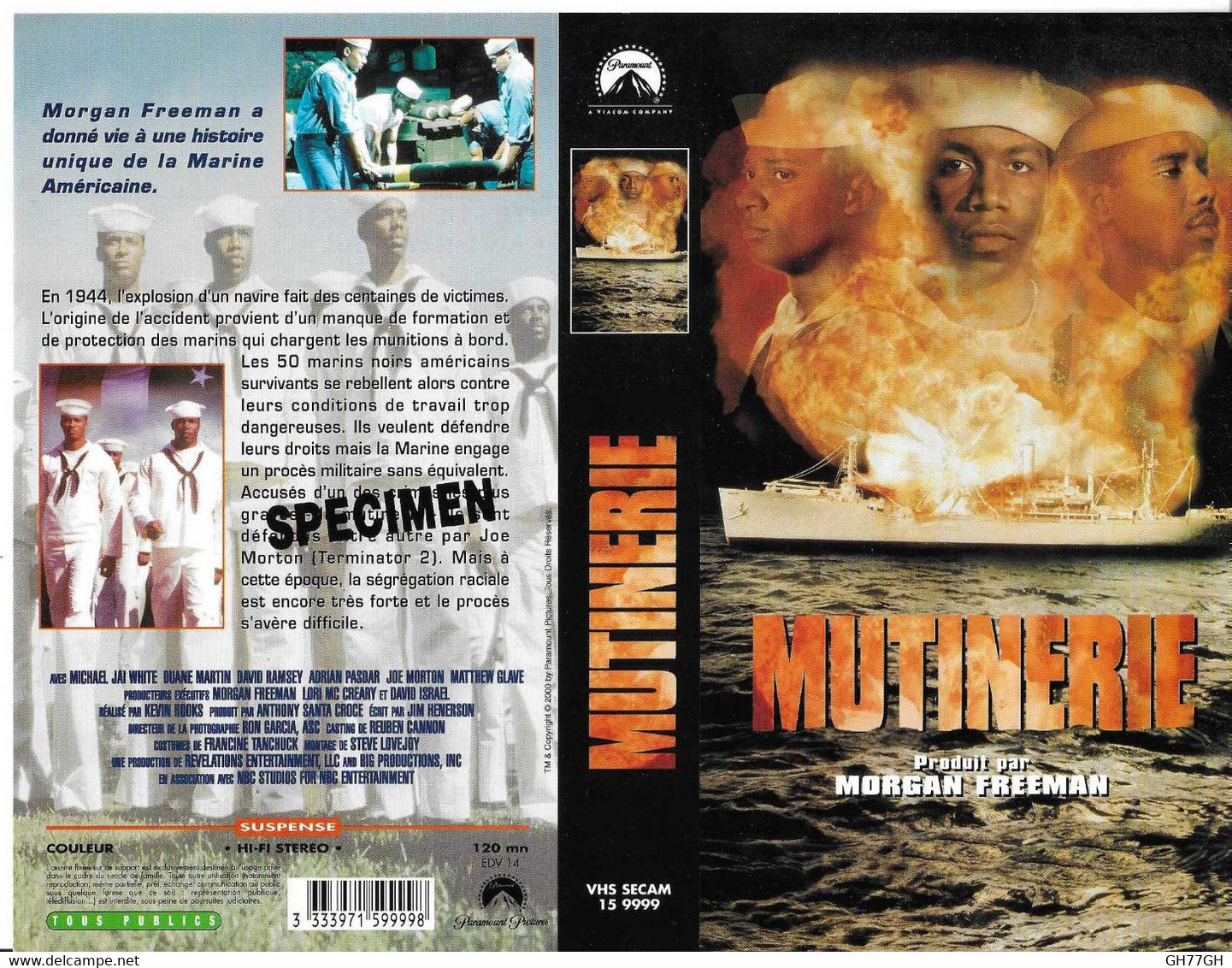 "MUTINERIE" -Jaquette Originale SPECIMEN Vhs Secam PARAMOUNT -de KEVIN HOOKS - Azione, Avventura