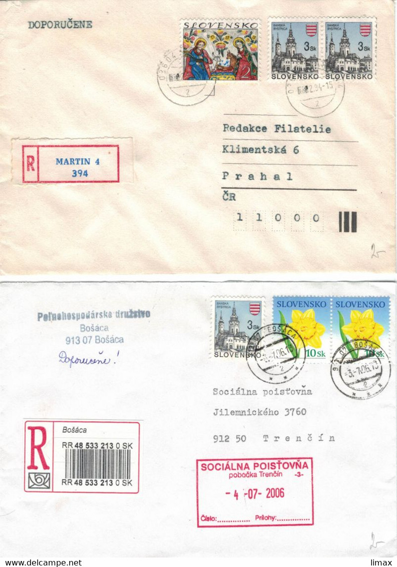 2 Briefe - Weihnacht Martin Reko Banska Bystrika Bosaca Narzisse - Cartas & Documentos