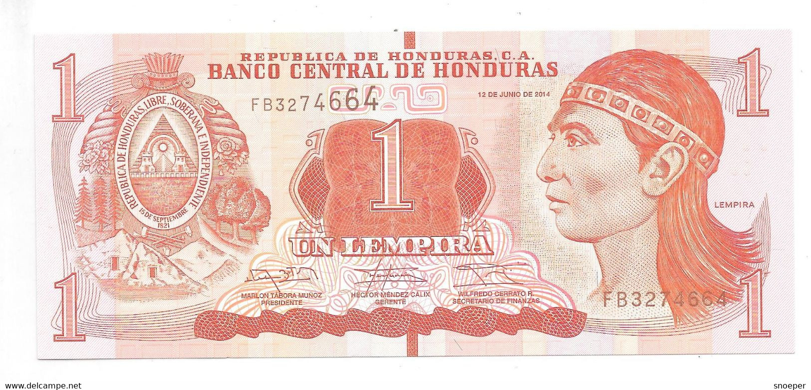 *honduras 1 Lempira 2014   96 Unc - Honduras