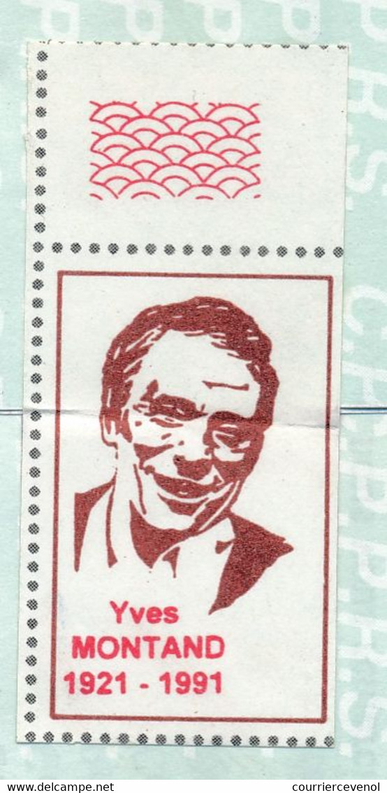 FRANCE - Env. - 2,80 Yves MONTAND - Obl Marseille Valentine + Vignette Portrait Montand Au Dos 6/10/1994 - Briefe U. Dokumente