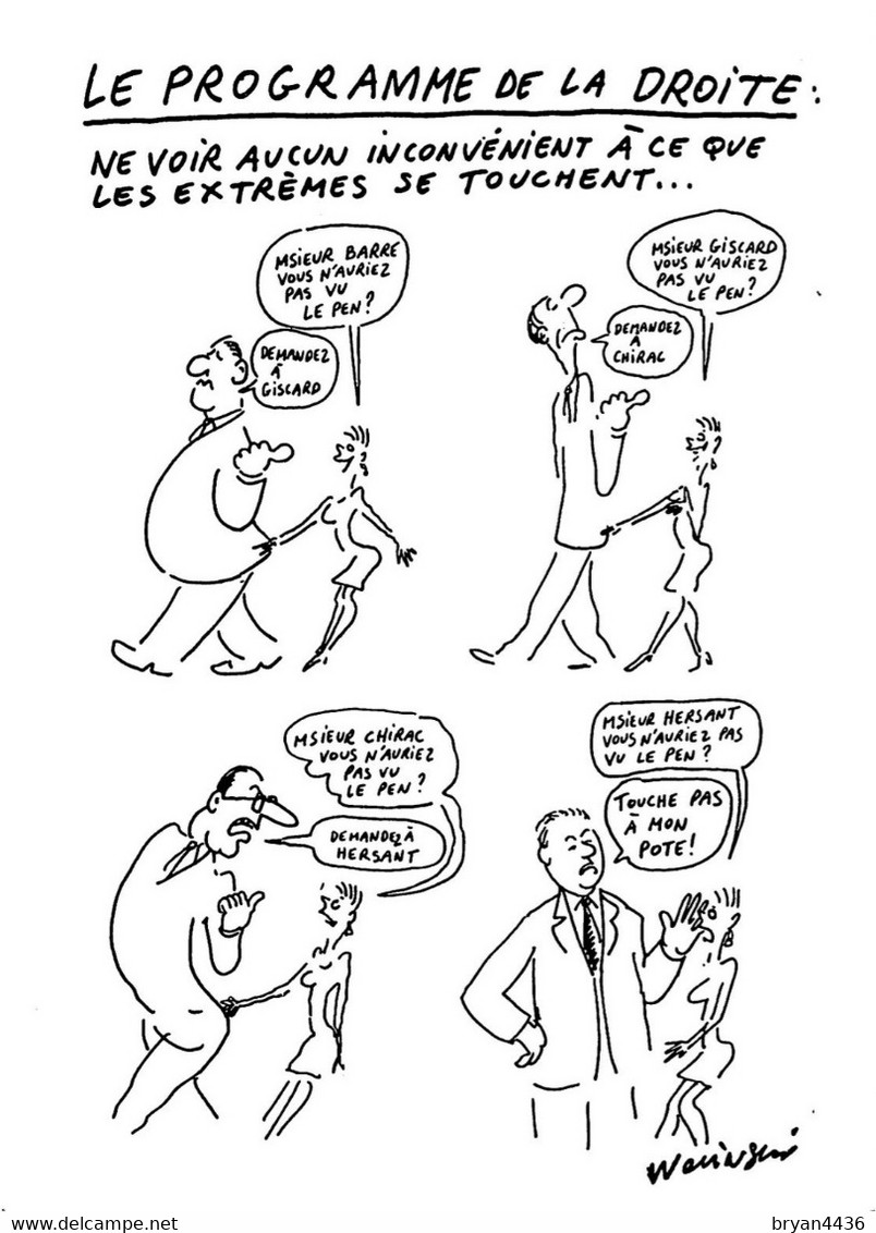 WOLINSKI - ILLUSTRATEUR - SATIRIQUE POLITIQUE - "LE PROGRAMME De La DROITE" - C.P. - TRES BON ETAT - Wolinski