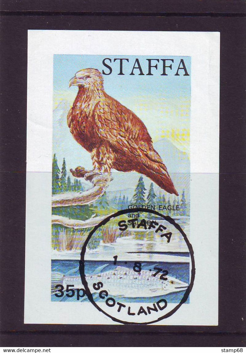 Staffa Scotland Local Issue Birds Golden Eagle And Fish 1972 Used Gestempeld - Local Issues
