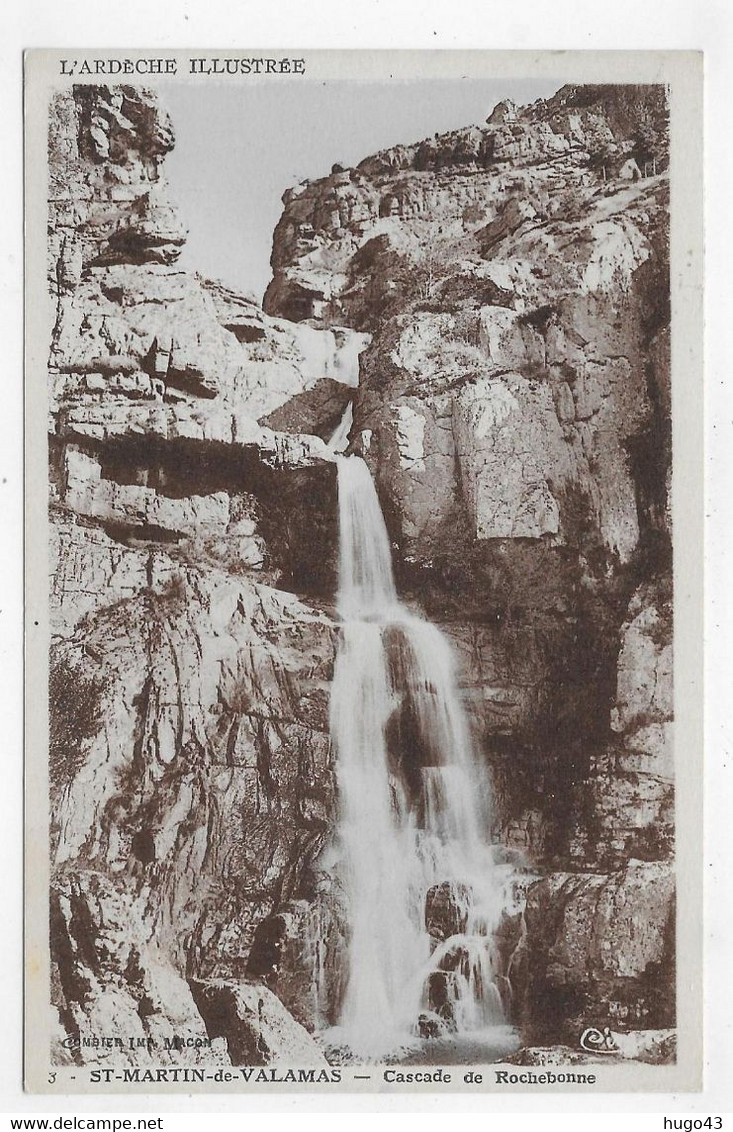 (RECTO / VERSO) SAINT MARTIN DE VALAMAS EN 1946 - N° 3 - CASCADE DE ROCHEBONNE - BEAU TIMBRE - FORMAT CPA VOYAGEE - Saint Martin De Valamas